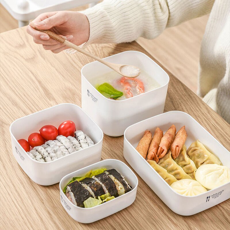 Fiambrera para horno microondas, contenedor de alimentos, caja blanca libre de BAP con tapa esmerilada, material sanitario, contenedor de almacenamiento de alimentos