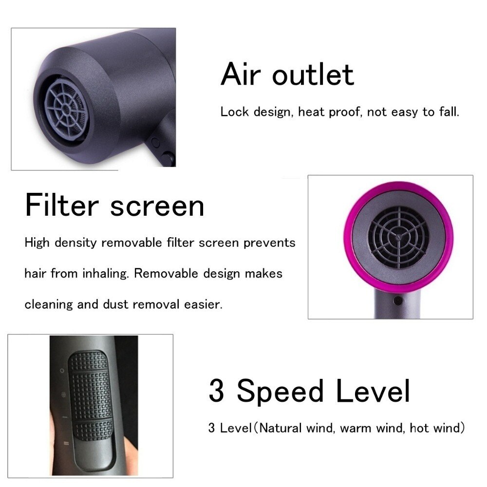 Reis thuisgebruik compacte keramische föhn constante temperatuurregeling negatieve ionen 3- in- 1 föhn stylingtools