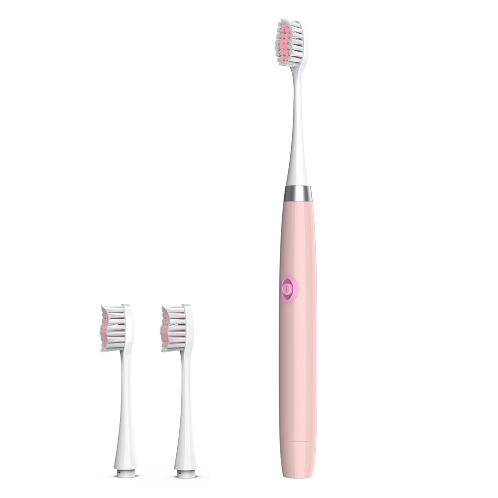 Elektrisk tandborste med 3 borsthuvuden batteridriven munhygien, icke uppladdningsbar vattentät tandborste för xiaomi mijia: Rosa