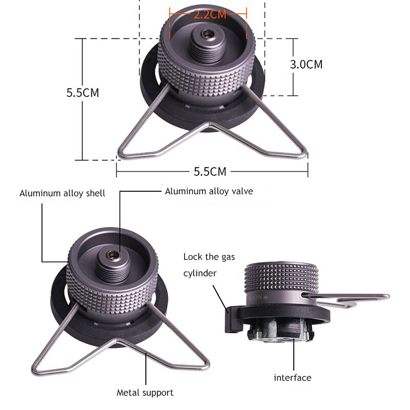 Adaptador de transferencia para estufa, Cassette portátil de aleación de aluminio para acampar al aire libre, conector de depósito de Gas, con soporte