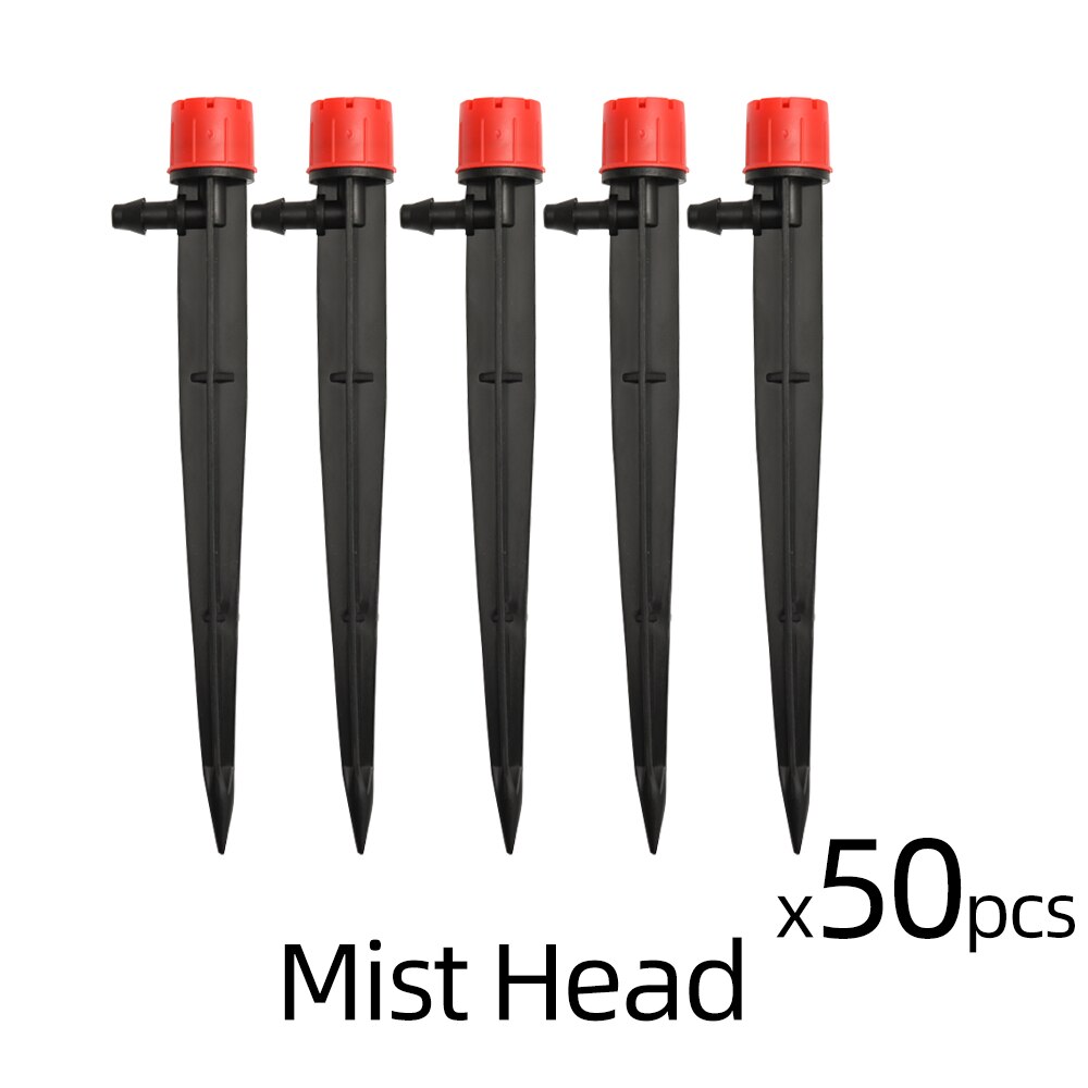 60M 4/7Mm Hose Drip Irrigation System Simple Watering Set Spike Drippers For Irrigation Plant Watering System: 50pcs HEAD