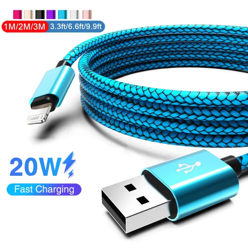 USB-Kabel für iPhone 11 12 13 14 Profi X XS Max XR 6s 7 8 Plus SE iPad 3A Schnellladekabel praktisch-Ladegerät Datenkabel 2m 3m