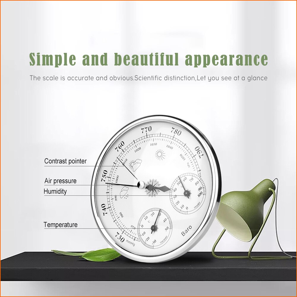 RZ Wall Mounted Thermometer Hygrometer Digital Household High Accuracy Pressure Gauge Air Weather Instrument Barometer