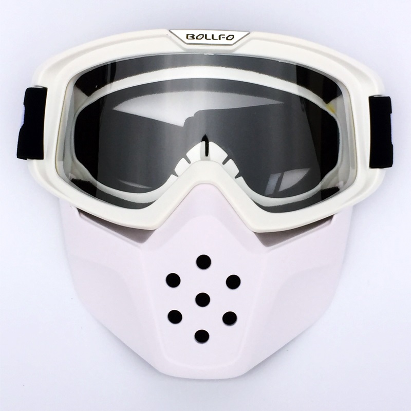 Lunettes pour casque de moto requin, Vintage, pour Motocross, rétro, coupe-vent, ouvert, masque: White transparent