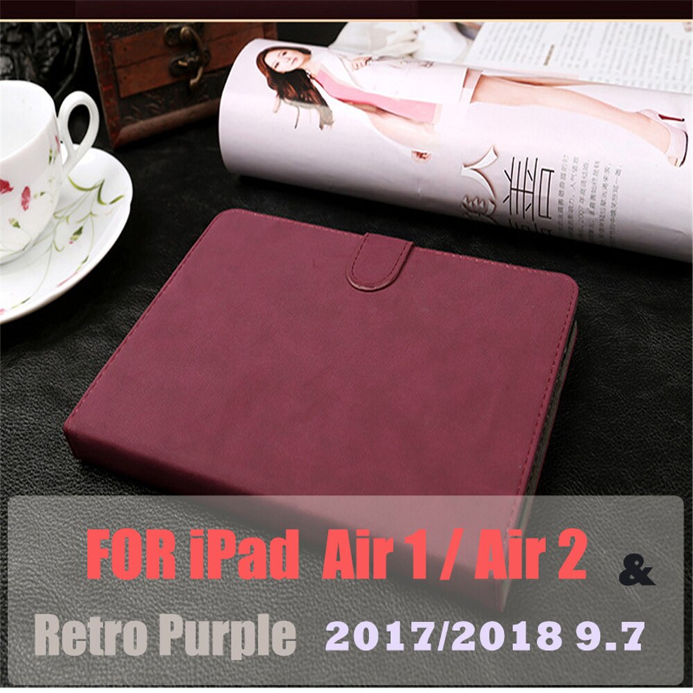 Scrub leren hoesje voor ipad 10.2 , wake-up/sleep cover, hoesje voor ipad air 2 9.7 hoesje voor ipad 7th generatie: Retro paars 9.7
