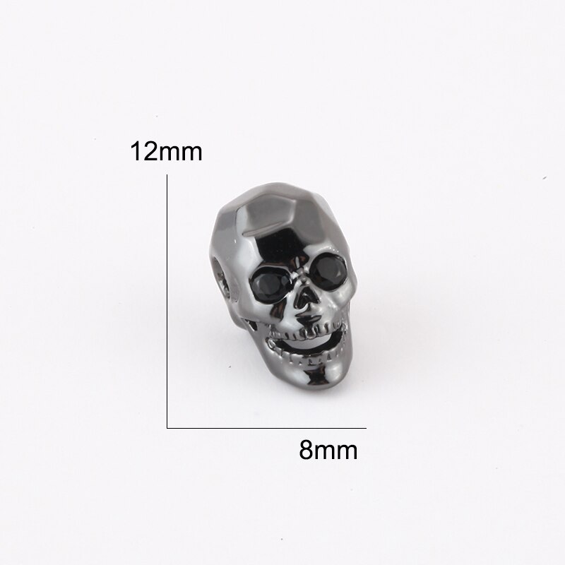 Dödskalle pärlor för smycken tillverkning micro pave koppar cz charm handarbete pärlor guld tillbehör gör det själv armband spacer pärlor gotiska