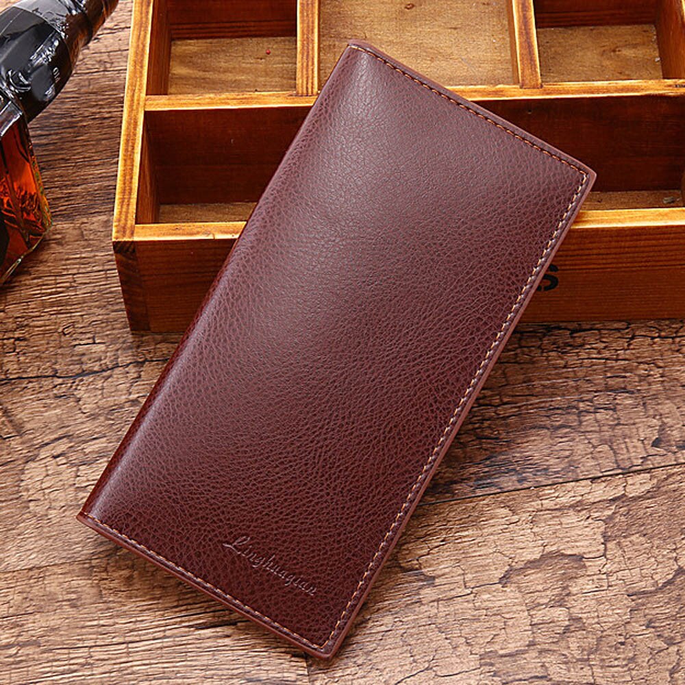 Men PU leather long clutch wallet Cards holder purse brown black male pocket wallet Coin bag purse Billfold