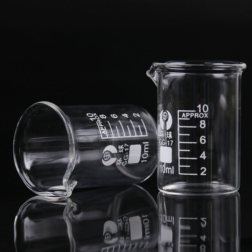 1PC Chemistry Laboratory Supplies Capacity 10ml Low Form Beaker Glass Transparent Beaker Flask Thickened With Spout