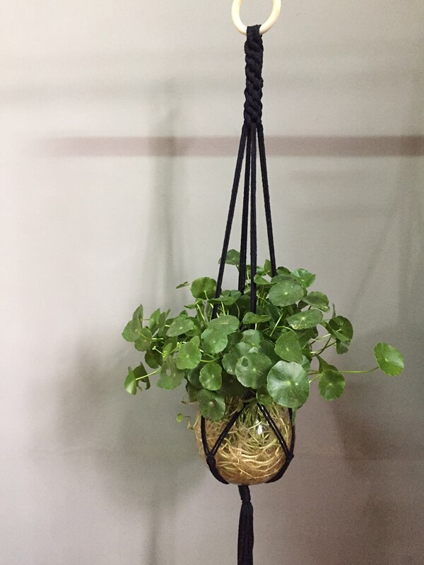 Aankomst Hanmade Kleurrijke Macrame Plant Hanger Opknoping Pot Beige Groen Rood Khaki Donker: black