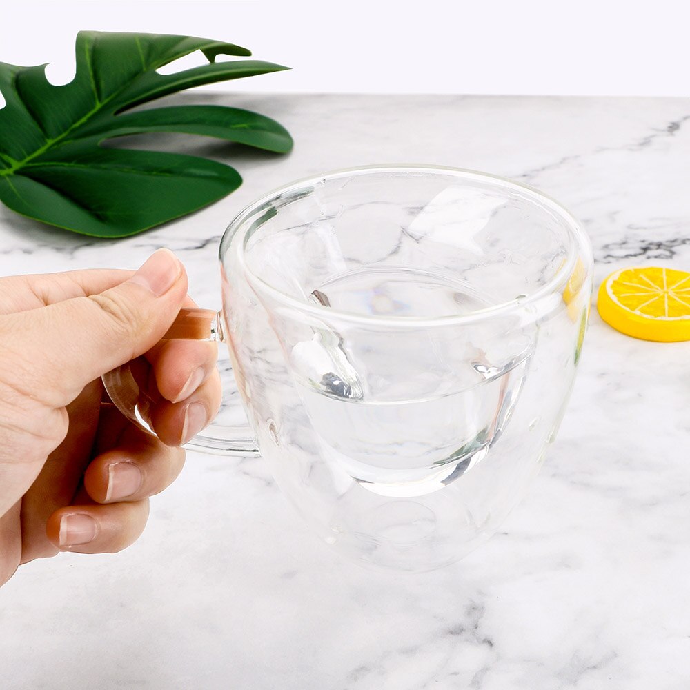 Naczynia robić picia, odporny na ciepło, podwójna ściana szklany kubek serce w kształcie serca herbaty kufel robić piwa kubek robić soku filiżanki robić kawy kubek na prezent 180ml/240ml