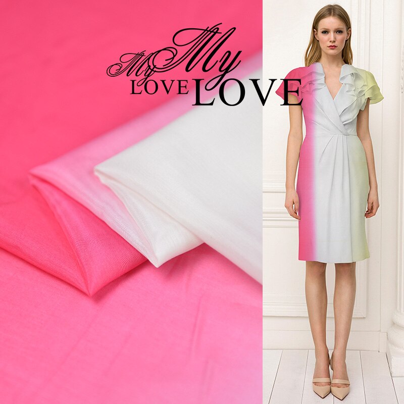 Custom 18 Summer Gradually Changing Color 60%Silk 40%Cotton Fabric For Women Dress 140cm wide cloth DIY Sewing