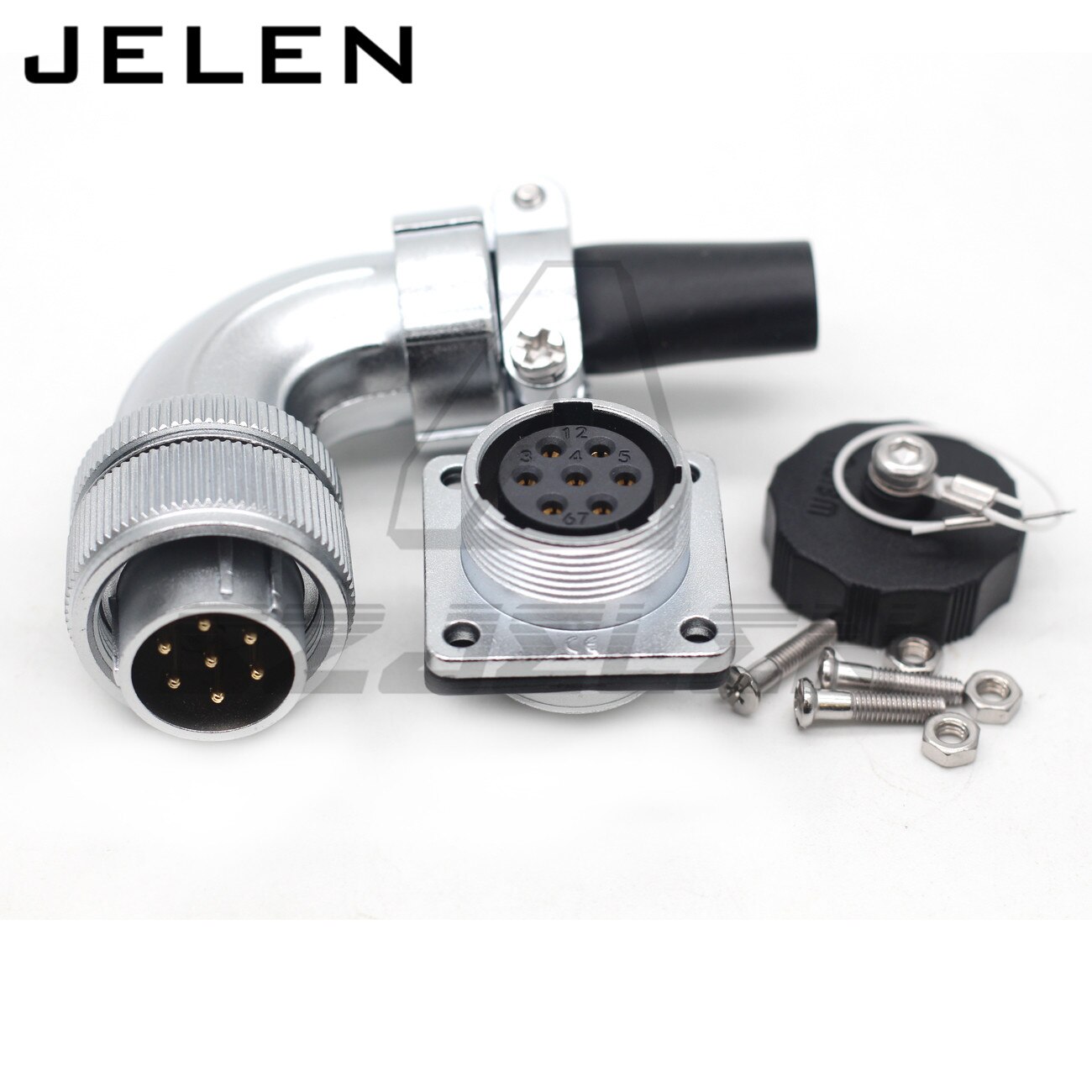 WEIPU WS20 serie 2 3 4 5 7 9 10 12 pin Right angle elbow plug socket connector, Metal waterproof connector IP67: 7 pin