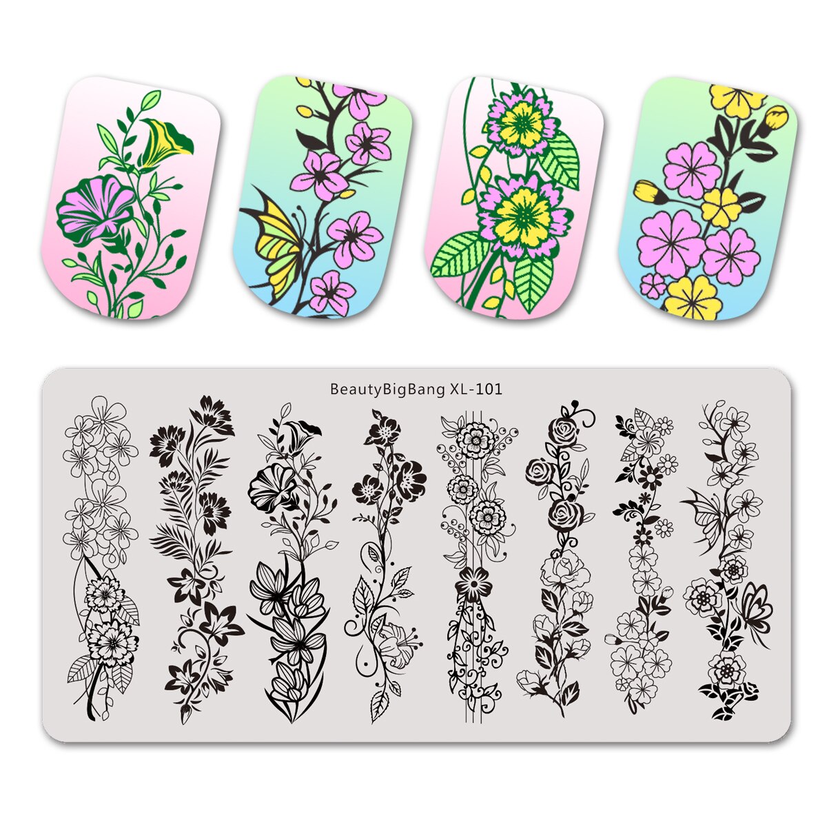 BeautyBigbang Nail Stamping Plates Cute Swan Cat Lips Heart Sweet Pattern Nail Art Stamps Template XL-104: 101