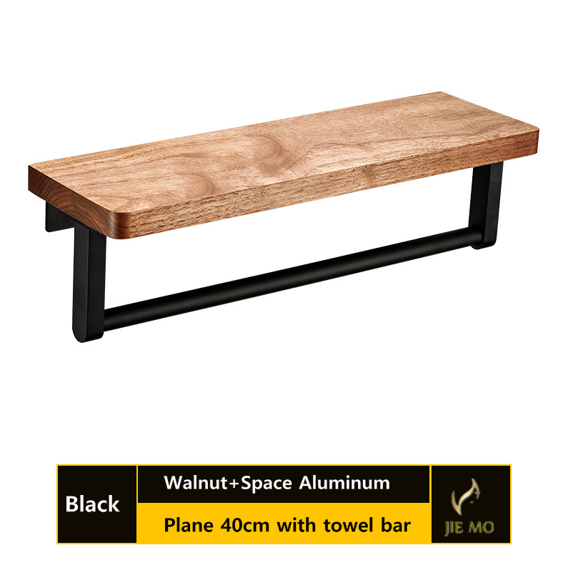 Bathroom Walnut rack the wall hanging storage shelf wood storage shelf: black