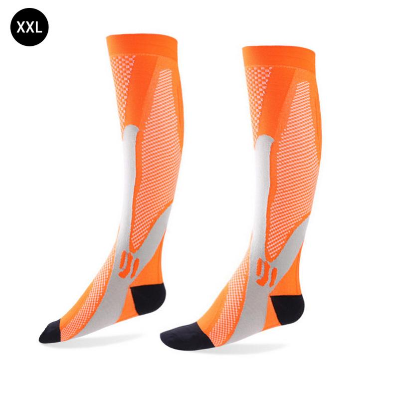 Skarpety uciskowe o wysokiej elastyczności mocne krążenie ciśnienia jakość kolana wysokie wsparcie ortopedyczne skarpety węża: Orange / S M