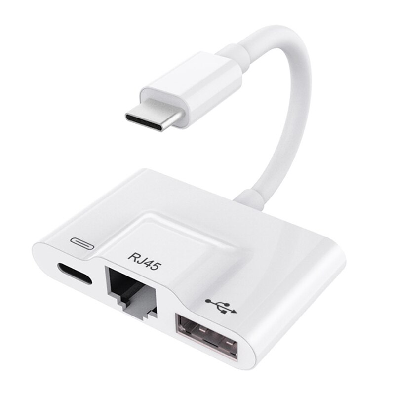 3 i 1 laderadapter til type-c til lan 100 mbps ethernet  rj45 adapter otg usb 3.0 kameraleser til type-c smarttelefon: misligholde tittel