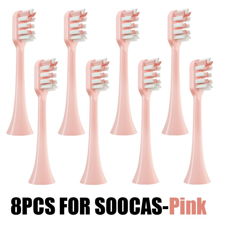 Soocas Opzetborstels Set Schoon Vervanging Voor X3/X3U/X5 Elektrische Tandenborstel Nozzle Heads Vervangen Action Smart borstelkop: 8Pink