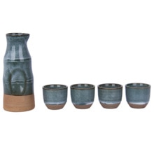 Janpanese Health Sake Pot Set Glazed Naive Handmade Handpainted Ceramics Pottery Porcelain Sake Set Sake Cup Wine Cup