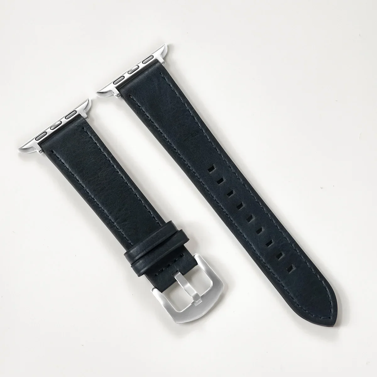Urrem i kalveskind til apple watch 49mm 44 45mm 42 40mm 41mm, dame/mand urrem til iwatch serie 8 7 6 5 4 3 se rem: Xxxxl / Dyb blå