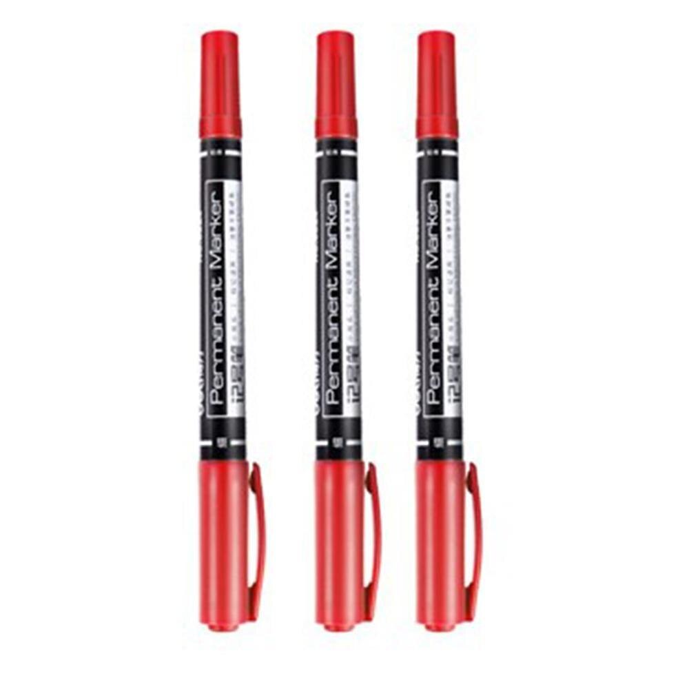 3pcs/pack Twin Tip Permanent Markers, Fine Point, ( Blue, ) Red Black, Ink, 0.5mm-1mm E5L9