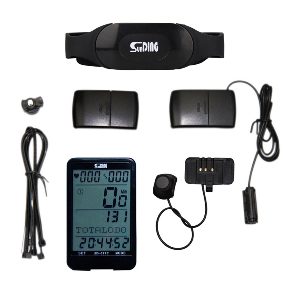 Duurzaam Sd 577C Waterdichte Lcd Display Cycling Bike Fiets Computer Kilometerstand Snelheidsmeter Met Groene Achtergrondverlichting