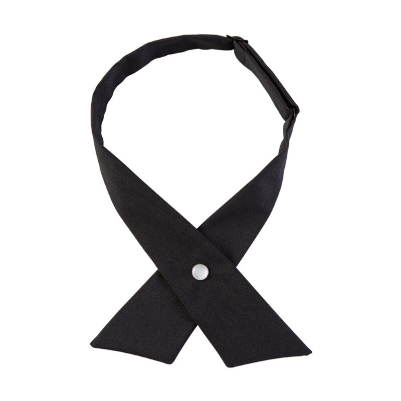 Nœud papillon croisé pour femmes et filles, Style japonais, uniforme d&#39;écolière, couleur unie, réglable, cravate pré-nouée: Black