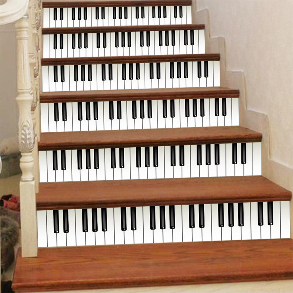 2 uds Piano teclado impermeable escaleras pegatinas calcomanía extraíble ornamento del hogar