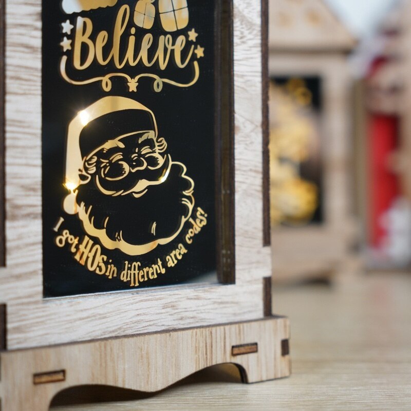 Lichten Houten Kerst Decoratie Wind Lantaarn Led Lichtgevende Creatieve Ornamenten Draagbare Lantaarn