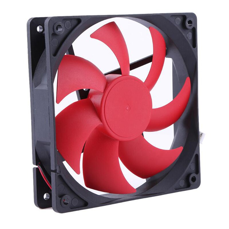 F12025 120mm PC Cooling Fan Red Blade 12V Desktop 3Wire Case Fan Cooler