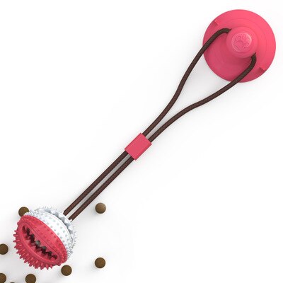 ZACOR Interactive Ropes Toys Multifunction Pet Dog Molar Bite Toy Self-Playing Rubber Chew Ball Toy with Suction Cup: Red