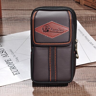 YAMBUTO Multi-Funktion Telefon Tragen Gürtel Tasche Solide Reißverschluss Porta Tarjetas Heuptas Heren Pu Leder Männer Taille tasche: Kaffee ben2