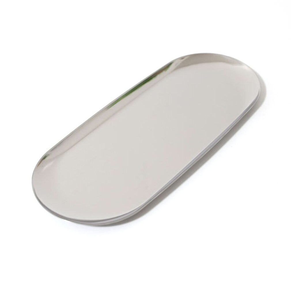 Storage Tray Nordic Stainless Steel Jewelry Plate Oval-shaped Towel Tray Cosmetic Jewelry Organizer Snack Tray: Black / 23x9.5cm