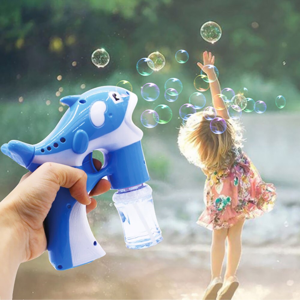 Dolphin Bubble Gun Electric Toys For Chirdren 2 Refill With Flashing LED Lights & Music Color Random