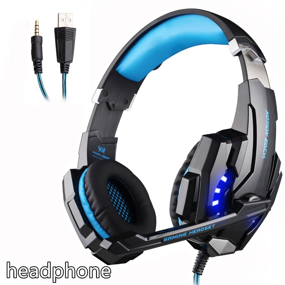 KOTION OGNI gioco cuffia Gioco Headphhones 3.5 millimetri Auricolare Gamer stereo basso Cuffie con Microfono portato per Il Calcolatore Del PC: G9000 blu