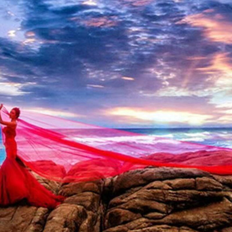 Bride 10m Long Veil Floating Gauze Studio Wedding Photography Beach Location Props Wedding Veil