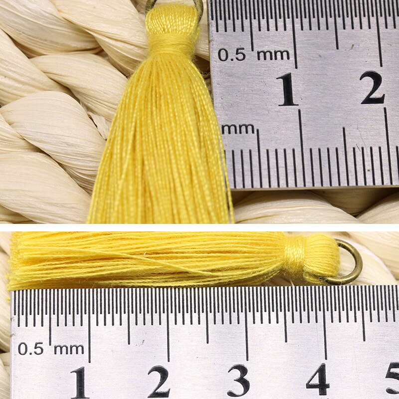 50 stuks/partij 4.5cm mini metalen ringen polyester katoen kwastjes diy hanger sieraden maken franje rand ambachtelijke kwastjes