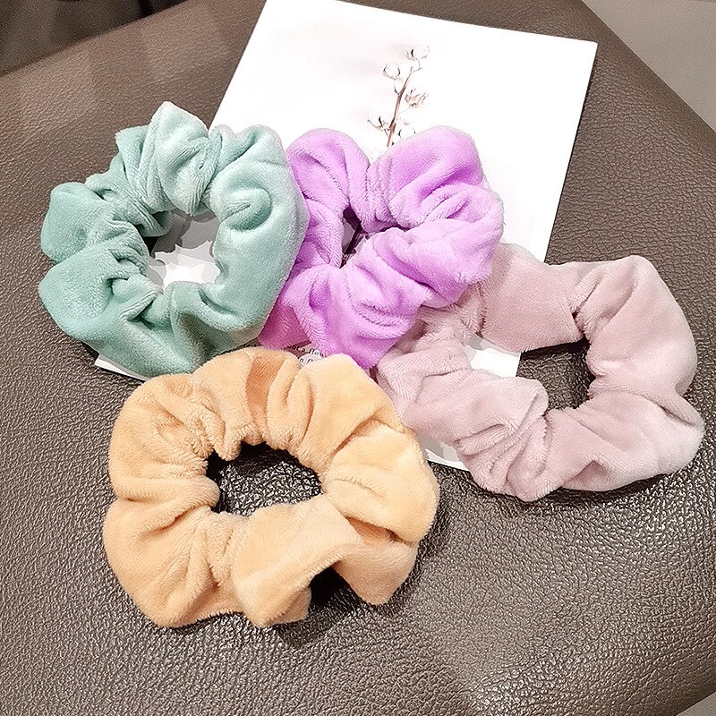 Warm Soft Hair Scrunchies Furry Elastic Hair Band Women Girls Ponytail Holder Hair Rubber Band Hair Ties Hair Accessories