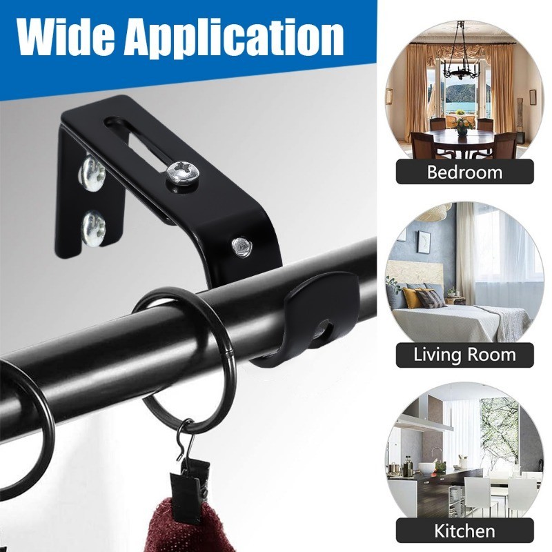 Home Curtain Rod Holder Window Curtain Rod Support Brackets With Screws Wall Bracket Hanging Hooks Furniture Hardware Tools