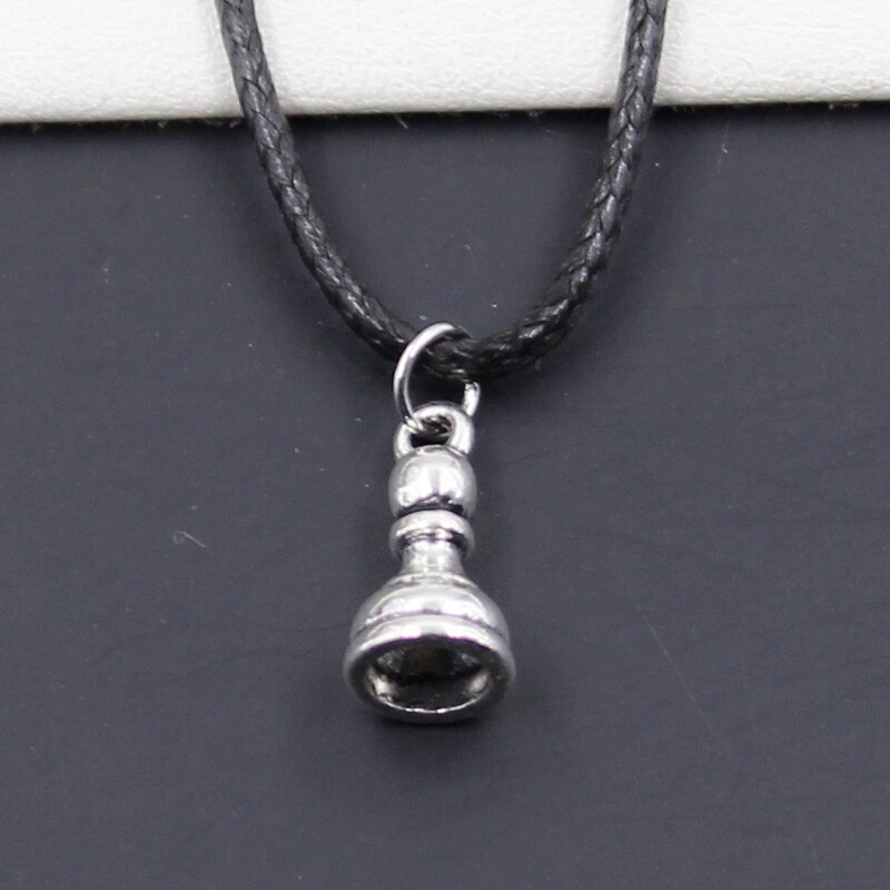 Nuovo Nero del Cavo di Cuoio Del Choker Re Degli Scacchi Queen Rook Cavaliere Vescovo Pegno di Fascino FAI DA TE Collana Del Pendente Tibetano Dropshipping: pawn 14x8mm
