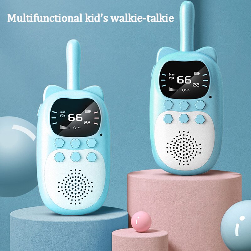 Walkie Talkie Voor Kinderen Handheld Draadloze 3Km Bereik Usb Oplaadbare Outdoor Kinderen Speelgoed Beste Cadeau Voor Kinderen 2 Stuks: blue and blue