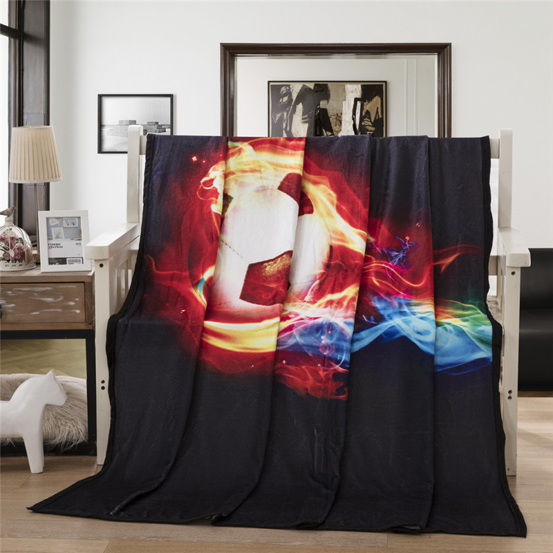 3D Sport Bal Cool Dekens Basketbal Voetbal Baseball Gitaar Flanel Bed Sofa Gooi Dekens Voor Tiener Jongens Beddengoed: soccer-1