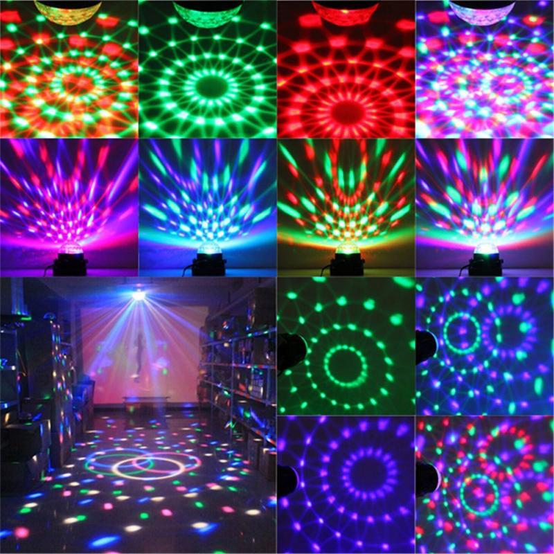 7 couleurs éclairage de scène 3W son activé fête lumières famille Portable Dj lumières USB Rechargeable Bar Club Disco lumières