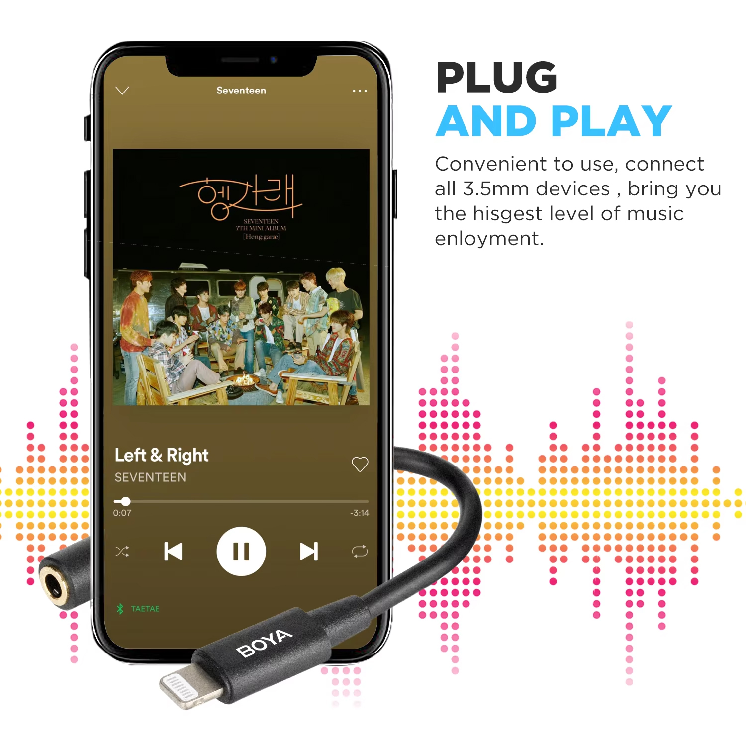 Boya BY-K1-K9 3.5mm trs para relâmpago/typec iphone android telefone áudio para microfone adaptador cabo acessórios 0.06m linha de dados