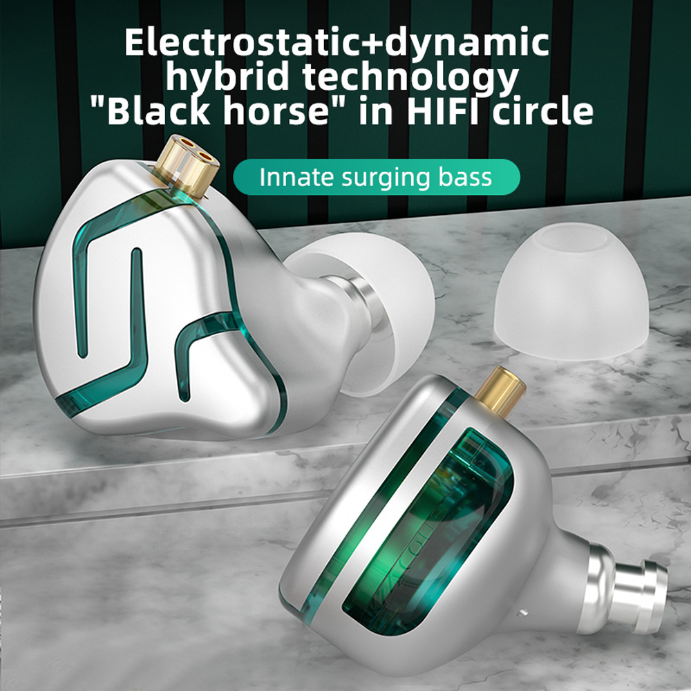 Kz zes elektrostatische und 12mm hifi-dj-monitor-ohrhörer mit metallgehäuse, sport-headset mit geräuschunterdrückung und kz edx-technologie