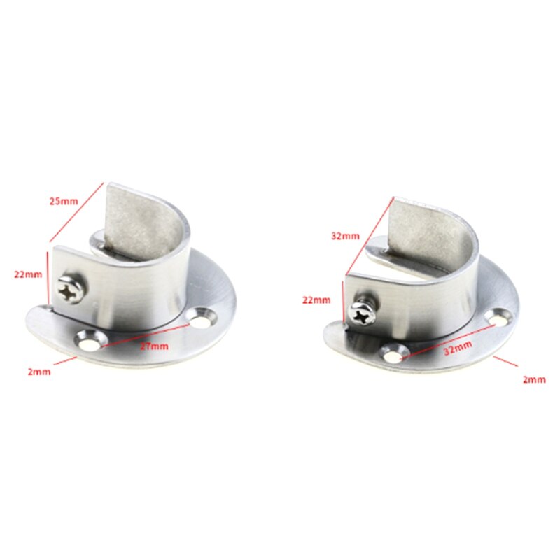 Stainless Steel Closet Closet Bracket, U-Shaped Open Socket Bracket, Shower Curtain Rod End Support Sleeve Flange