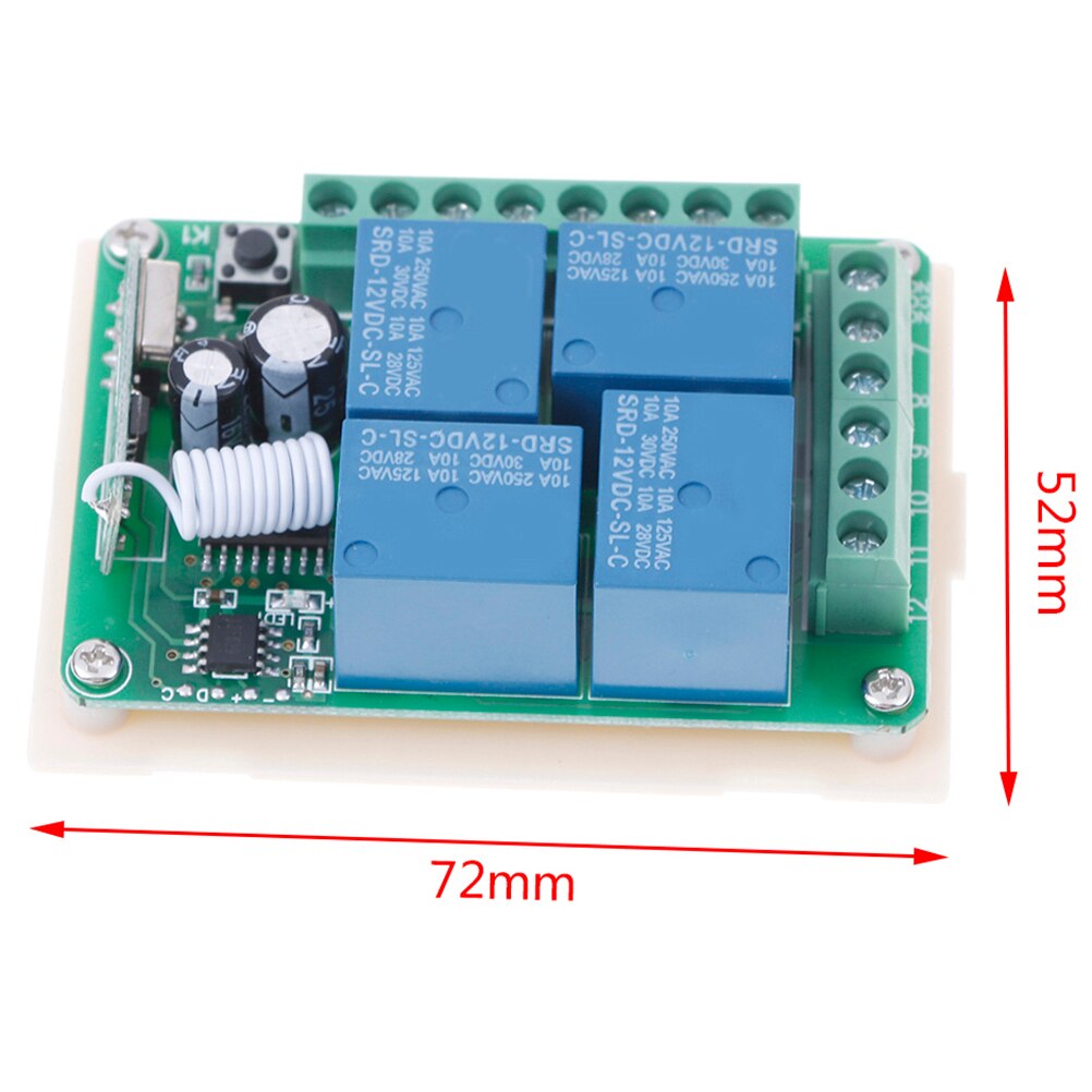 Dc 12V 10a 433Mhz 4ch Draadloze Relais Rf Afstandsbediening Schakelaar Ontvanger