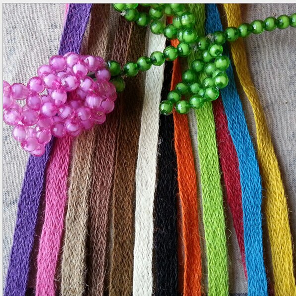 12 kleuren gevlochten plat jute touw koord/rand/rand/touw 10mm jute linten doe-het-zelf knutselbenodigdheden 30m(98ft)