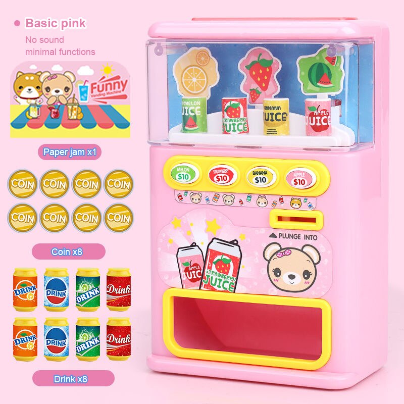 Børn simuleret salgsautomat puslespil drikkevarer drikkevareautomat legetøj foregive drik mini puslespil legetøj: Grundlæggende lyserød