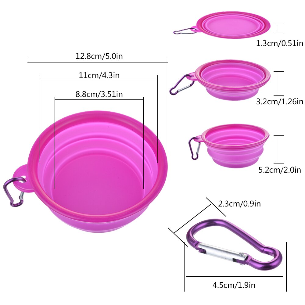Pet Bowl Folding Silicone Travel Dog Bowls Outfit Feeder Walking Portable Water Bowl For Small Medium Dogs Cat Bowls Accessories