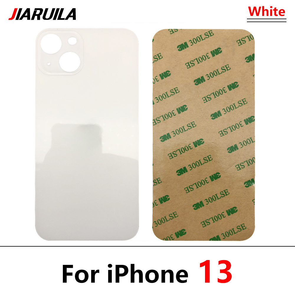 Big Hole powrót bateria drzwi tylna pokrywa szklana pokrywa baterii Case z klejem zamiennik dla iPhone 13 Pro Max: For iPhone 13 White